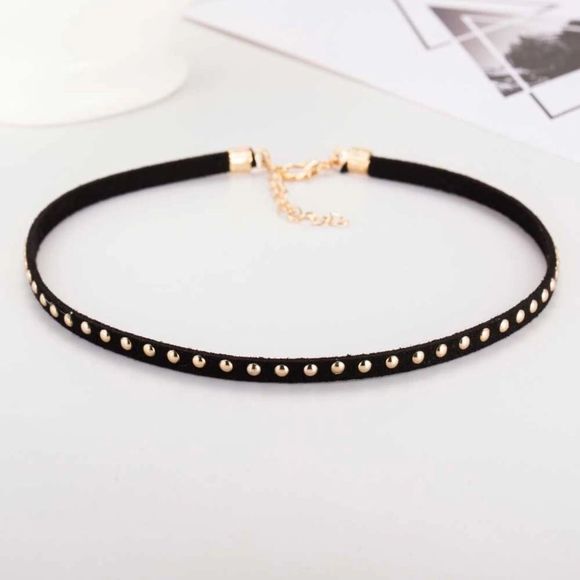 Silver leather choker Silver Studs - Picture 3 of 7